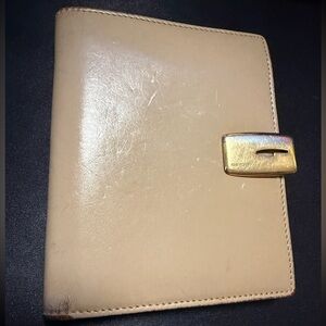 Gucci Beige Leather Bifold with Gold Buckle